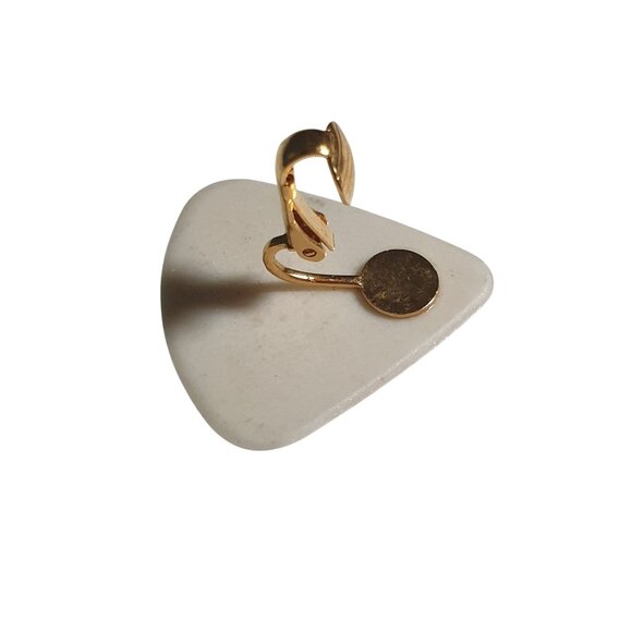 Vintage Hand Painted Triangle Clip On Earrings Purple Pink Ceramic Red Hat - Picture 5 of 5